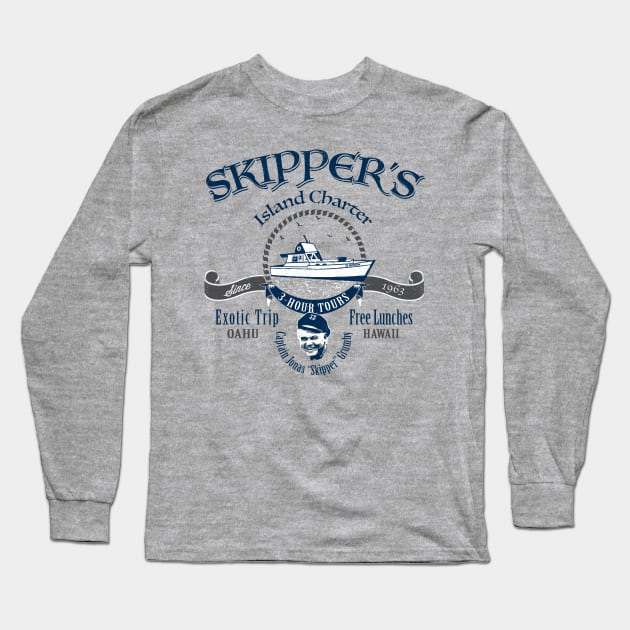 Skipper's Island Charter 3 Hour Tour Lts Long Sleeve T-Shirt by Alema Art